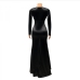 3Elegant v Neck Ruched Long Sleeve Evening Maxi Dress