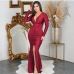 8Elegant v Neck Ruched Long Sleeve Evening Maxi Dress