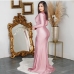 10Elegant v Neck Ruched Long Sleeve Evening Maxi Dress