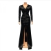 11Elegant v Neck Ruched Long Sleeve Evening Maxi Dress