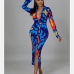 3Fashionable Printed Long Sleeve Maxi Dress