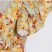 8Fashionable Printed V Neck Ruffled Sleeve Maxi Dress