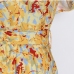 10Fashionable Printed V Neck Ruffled Sleeve Maxi Dress