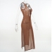 7Fashionable Tie Wrap Split Sleeveless Maxi Dress