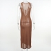 8Fashionable Tie Wrap Split Sleeveless Maxi Dress