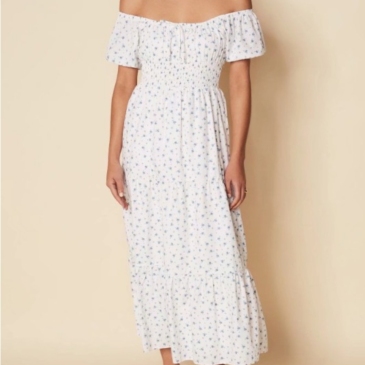 Floral Puff Sleeve Off The Shoulder Maxi Dress