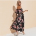 4Flowers Printed Off Shoulder Short Sleeve Maxi Dresses