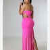 3Fringe Cut Out Solid Strapless Maxi Dress