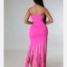 4Fringe Cut Out Solid Strapless Maxi Dress