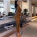 3Gauze Solid Ruched Long Sleeve T Shirt Maxi Dress