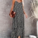 14Holiday Printed Sleeveless Ruffle Maxi Dress