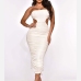 4Hollow Out Ruched Solid Strapless Maxi Dress