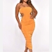 6Hollow Out Ruched Solid Strapless Maxi Dress