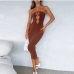 1Hollow-Out Solid Strapless Designer Maxi Dress