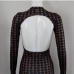 10Houndstooth Long Sleeve Backless Maxi Dress