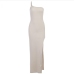 12Inclined Shoulder Slit Sexy Bodycon Maxi Dress