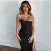 6Inclined Shoulder Slit Sexy Bodycon Maxi Dress