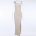 8Inclined Shoulder Slit Sexy Bodycon Maxi Dress