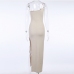 11Inclined Shoulder Slit Sexy Bodycon Maxi Dress