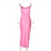 16Ladies Elegant Cowl Neck Spaghetti Strap Split Maxi Dress