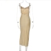 19Ladies Elegant Cowl Neck Spaghetti Strap Split Maxi Dress