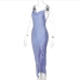 21Ladies Elegant Cowl Neck Spaghetti Strap Split Maxi Dress