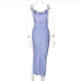 22Ladies Elegant Cowl Neck Spaghetti Strap Split Maxi Dress