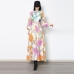 3Ladies Lantern Sleeve Spring Floral Print  Maxi Dress 