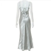 11Ladies Satin Cowl Neck Solid Sleeveless Maxi Dress