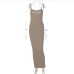 10Ladies Slim Fit Solid Hollow Out  Maxi Dresses