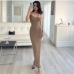 1Ladies Slim Fit Solid Hollow Out  Maxi Dresses