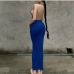 4Ladies Solid Backless Halter Maxi Dresses