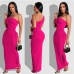 3Ladies Solid One Shoulder Ripped Maxi Dress