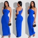 5Ladies Solid One Shoulder Ripped Maxi Dress