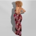 3Leaf Printed Backless Sleeveless Maxi Dresses