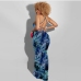 5Leaf Printed Backless Sleeveless Maxi Dresses