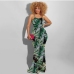 6Leaf Printed Backless Sleeveless Maxi Dresses