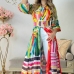 3Multicolored Printed Long Shirt Dresses For Women