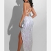 4Night Club Backless Lace Up Sequined Maxi Dress