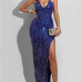 7Night Club Backless Lace Up Sequined Maxi Dress