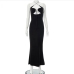 5Party Black Backless Halter Tie Wrap Maxi Dress