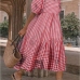 1Plaid Half Sleeve Plus Size Spring Dresses