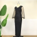 3Plus Size Black V Neck Faux Pear Maxi Dress