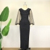 1Plus Size Black V Neck Faux Pear Maxi Dress