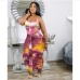 3Plus Size Tie Dye U Neck Sleeveless Maxi Dress