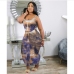 4Plus Size Tie Dye U Neck Sleeveless Maxi Dress