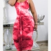 1Plus Size Tie Dye U Neck Sleeveless Maxi Dress