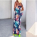 9Printed Spaghetti Strap Hem Slit Maxi Dresses