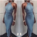 1Pure Color Fitted Bandage Summer Maxi Dresses