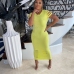 3Pure Color Holes Short Sleeve Maxi Casual Dresses